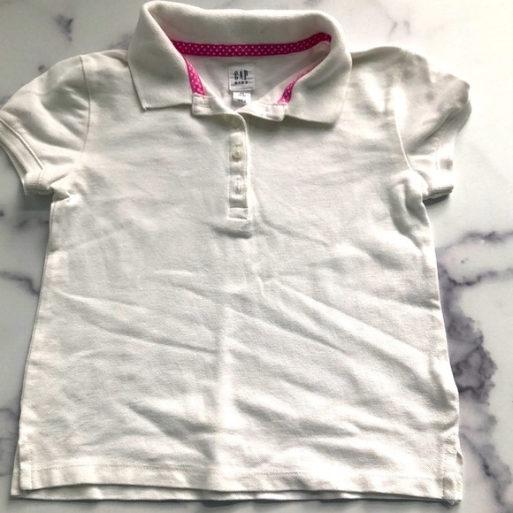 Gap Kids Short Sleeve Polo Shirt In Solid White Unisex Girls Size 4-5 XS - Picture 2 of 9